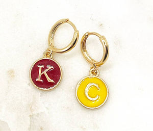 KC Chiefs Red Yellow Game Day  Huggie Hoops Earrings