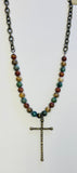 Long Antique Cross With Chain Necklace