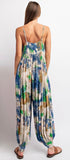 Sleeveless Antique Blue Tie Dye Jumpsuit