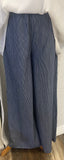 Washed Pinstriped Wide Leg Pants Denim