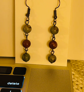 Three Beads Dangle Earrings