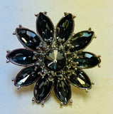 Stretch Black Floral Ring