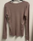 Soft Taupe Ribbed Cotton Round Neck Basic Top