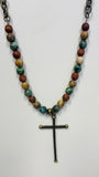 Long Antique Cross With Chain Necklace
