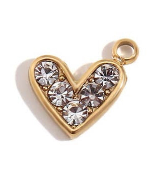 CZ Mini Heart Charm For Charm Necklace