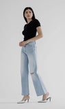 High Rise Wide Leg W Knee Slit
