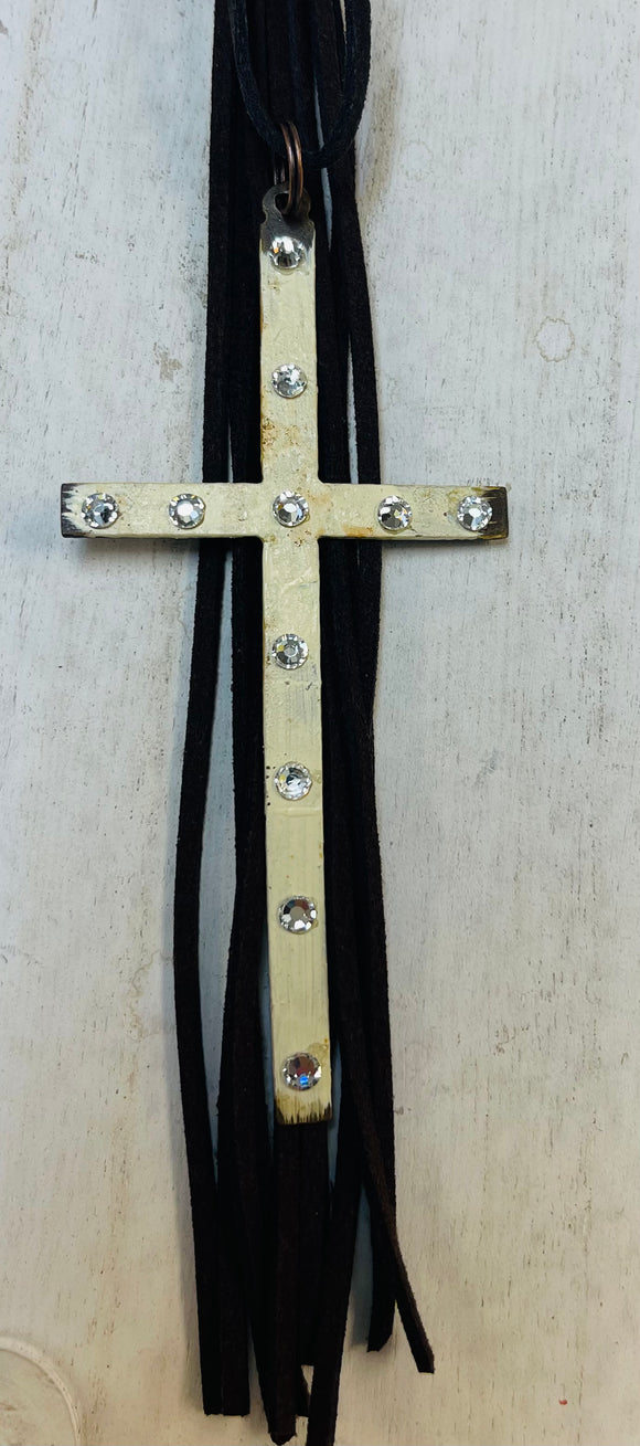 Cream Long Cross Necklace