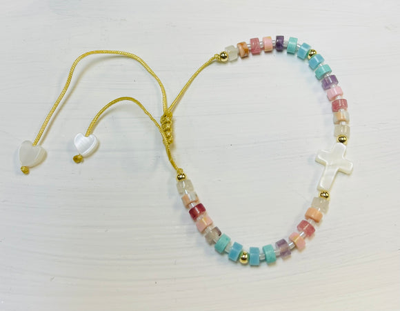 Mother of Pearl Cross Bracelet