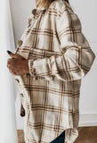 Loose Fit Plaid  Buttoned Shirt Jacket