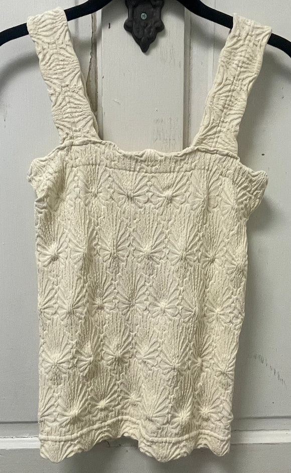 Lace Textured Butter Cream Tank Top