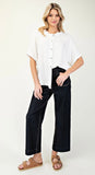 Half Sleeve Frayed Button Down Top