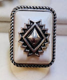 White Stone With Silver Ring