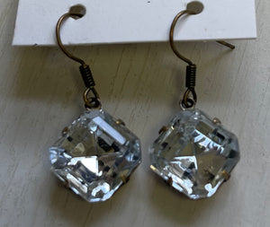 Vintage Glass Square Earrings