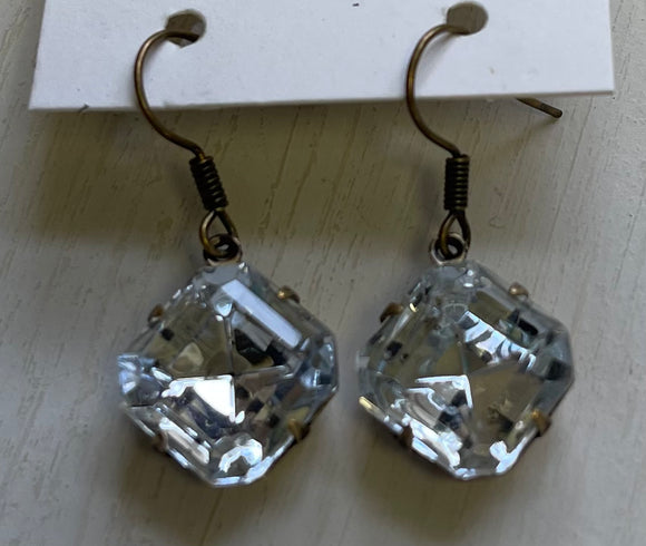 Vintage Glass Square Earrings