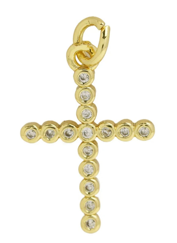Small Encased Cross Charm For Charm Necklace