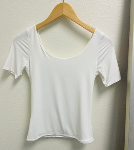 Double Scoop Neck White Top