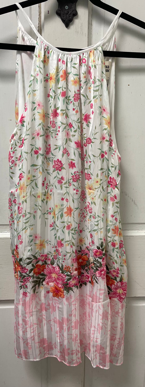 White Pink Floral Dress