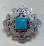 Geo Silver Turquoise Ring