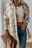 Loose Fit Plaid  Buttoned Shirt Jacket