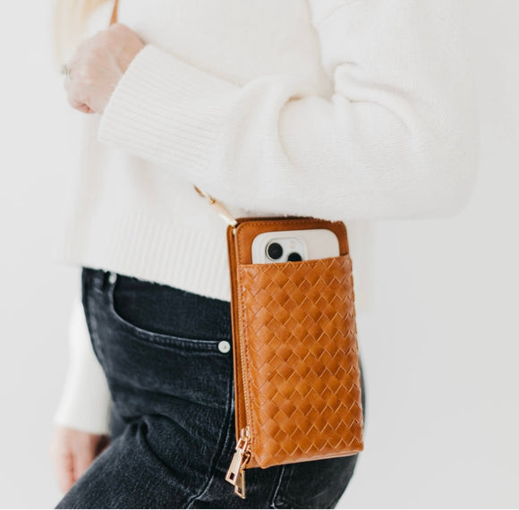 Woven Double Duty Brown Phone Bag