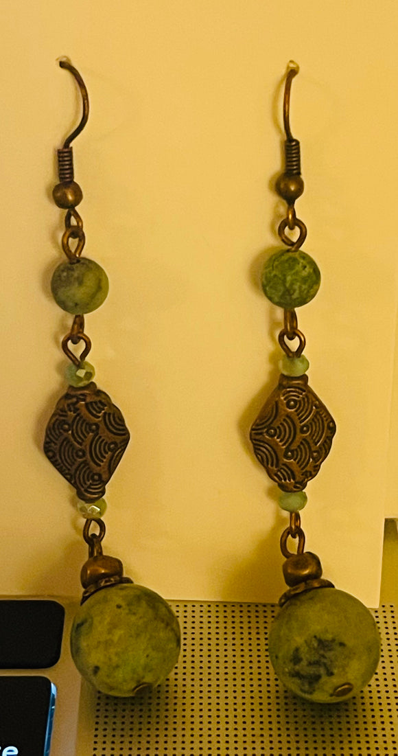 Frosted Teal Dangle Earrings