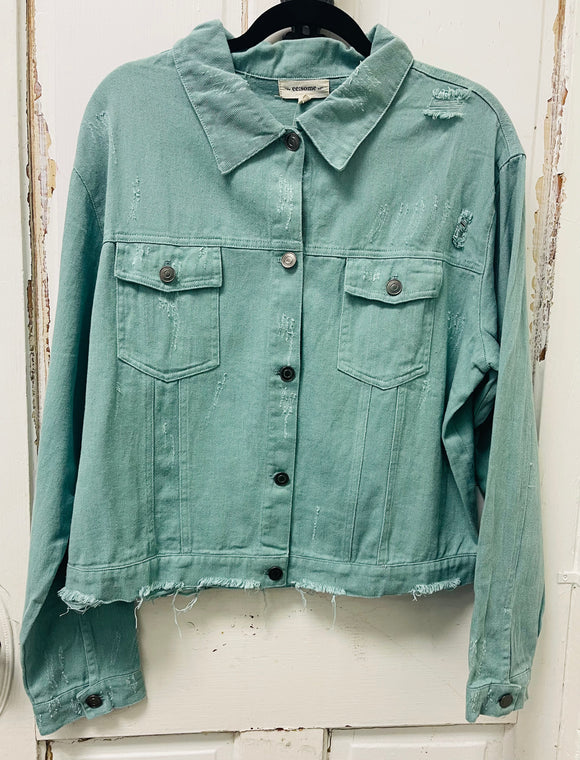 Distress Mint Teal Jacket