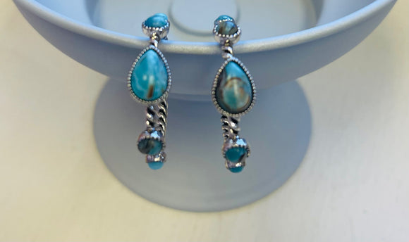 Silver Turquoise Hoop Earrings