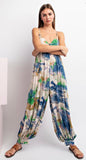 Sleeveless Antique Blue Tie Dye Jumpsuit