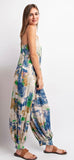 Sleeveless Antique Blue Tie Dye Jumpsuit