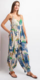 Sleeveless Antique Blue Tie Dye Jumpsuit