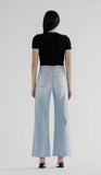 High Rise Wide Leg W Knee Slit