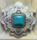 Geo Silver Turquoise Ring