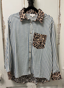 Leopard Pin Striped Top