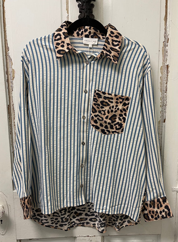 Leopard Pin Striped Top