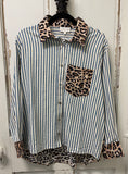 Leopard Pin Striped Top