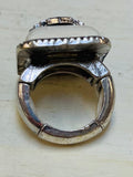 White Stone With Silver Ring