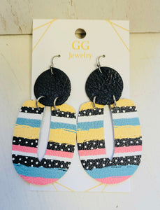 U Shaped Multi Color Genuine Leather Earrings