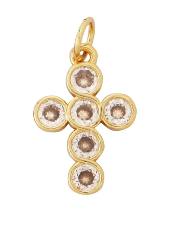 Mini Pave Cross Charm For Charm Bar & Charm Necklaces
