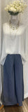 Washed Pinstriped Wide Leg Pants Denim