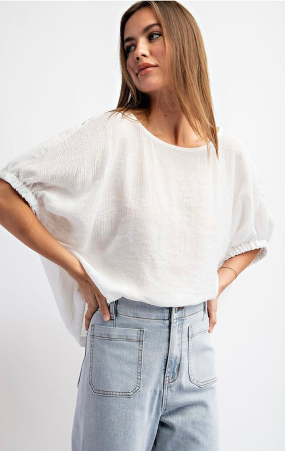 White Blouse Mid Length Sleeve
