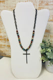 Long Antique Cross With Chain Necklace