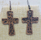 Copper Hammered Cross Earrings