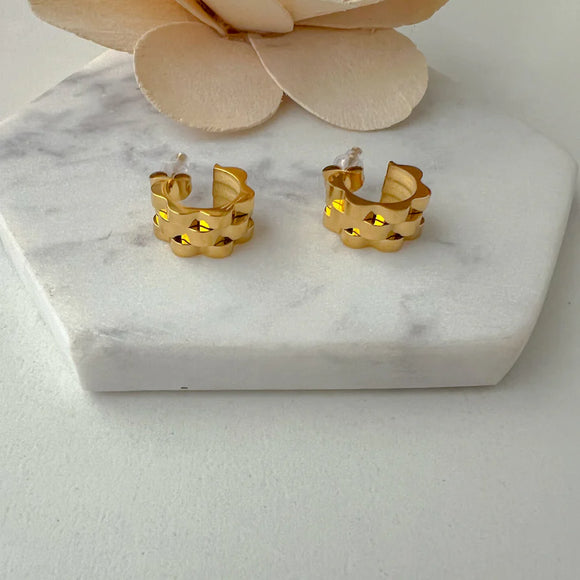 Gold Watchband Hoop Earrings