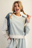 Sage Frayed Color Block Pullover Top