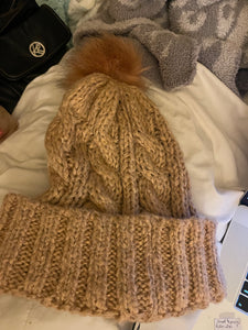 Soft Pink Knit Beanie Hat