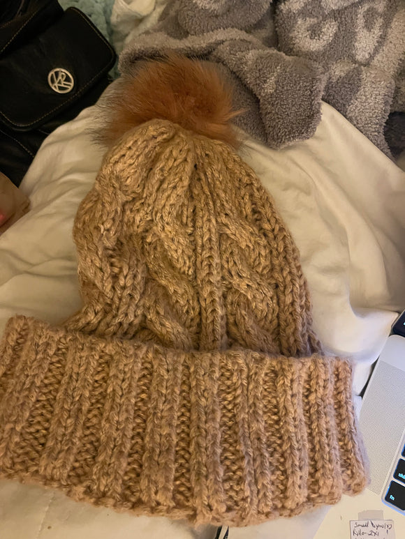Soft Pink Knit Beanie Hat