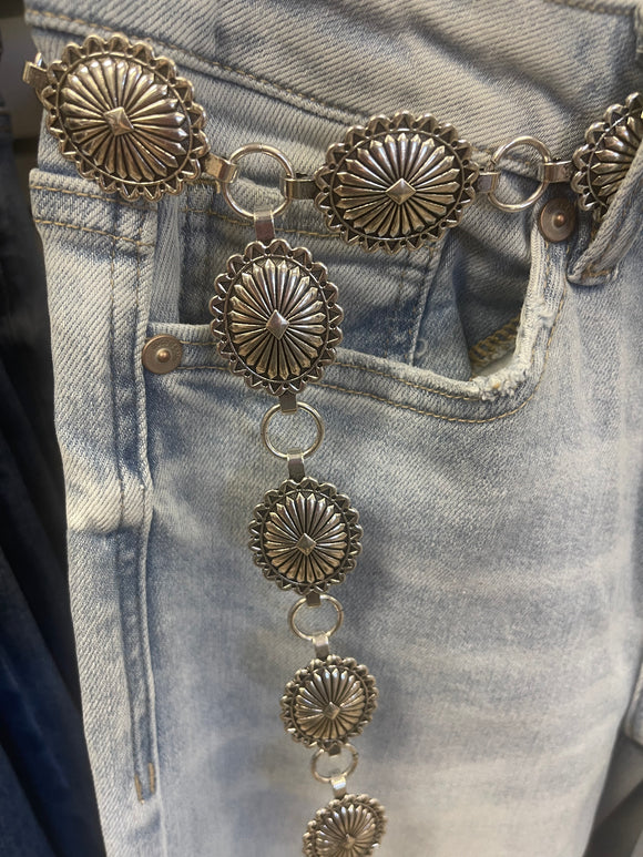 Silver Concho Chain Belt