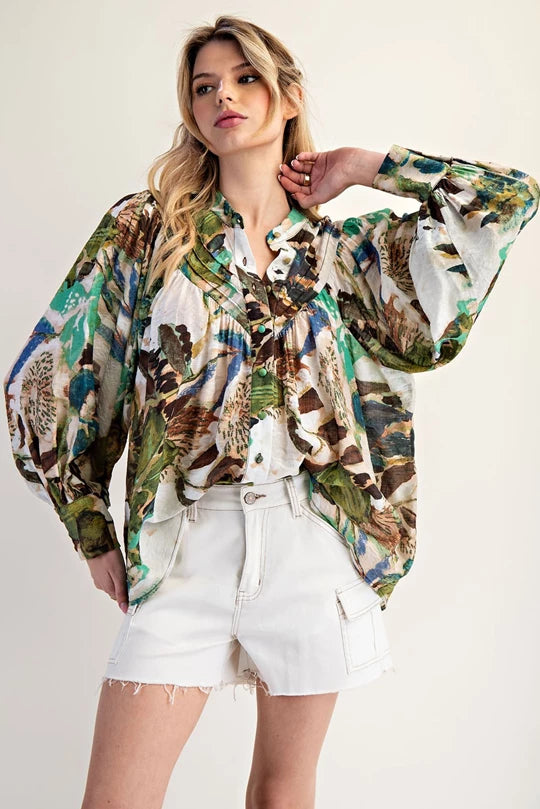 Ocean Mist Button Down Top
