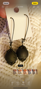 Round Dangles DarK Grey Earrings