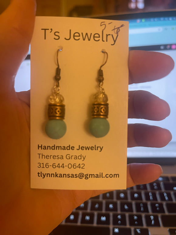 Crystal Bronze Teal Dangle Earrings